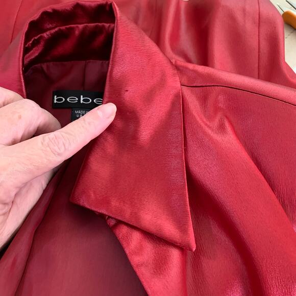Vintage Bebe Size 6 Satiny Blazer Coat Jacket Red Gold Button Accent Formal - Picture 7 of 10